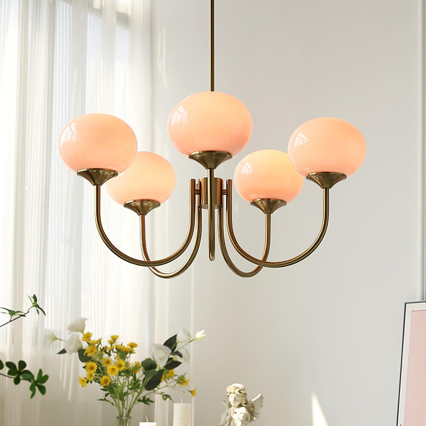 LED Marshmallow Chandelier Light Fixture - Modern White Pendant Lighting for Dining Room & Living Room Decor