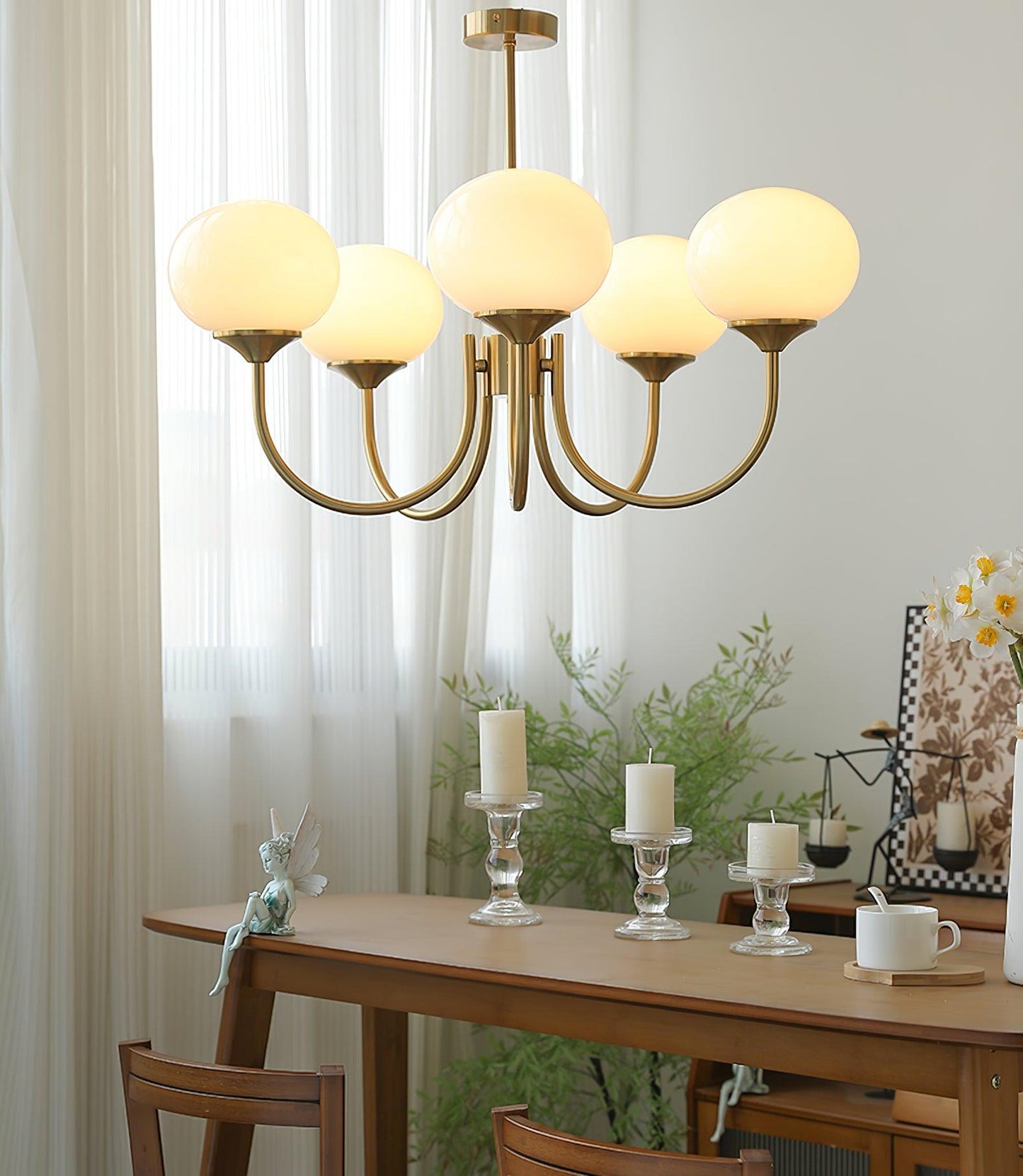 LED Marshmallow Chandelier Light Fixture - Modern White Pendant Lighting for Dining Room & Living Room Decor