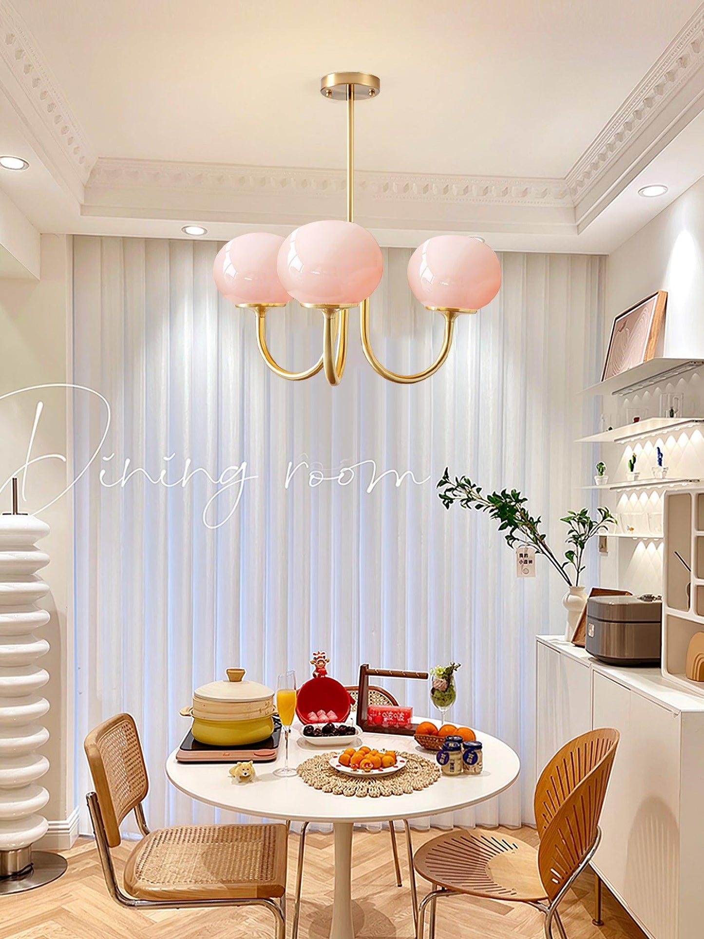 LED Marshmallow Chandelier Light Fixture - Modern White Pendant Lighting for Dining Room & Living Room Decor