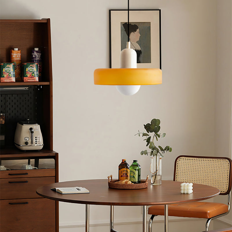 Scandi Bauhaus Pendant Light – Stylish Orange Ceiling Lamp for Contemporary Spaces