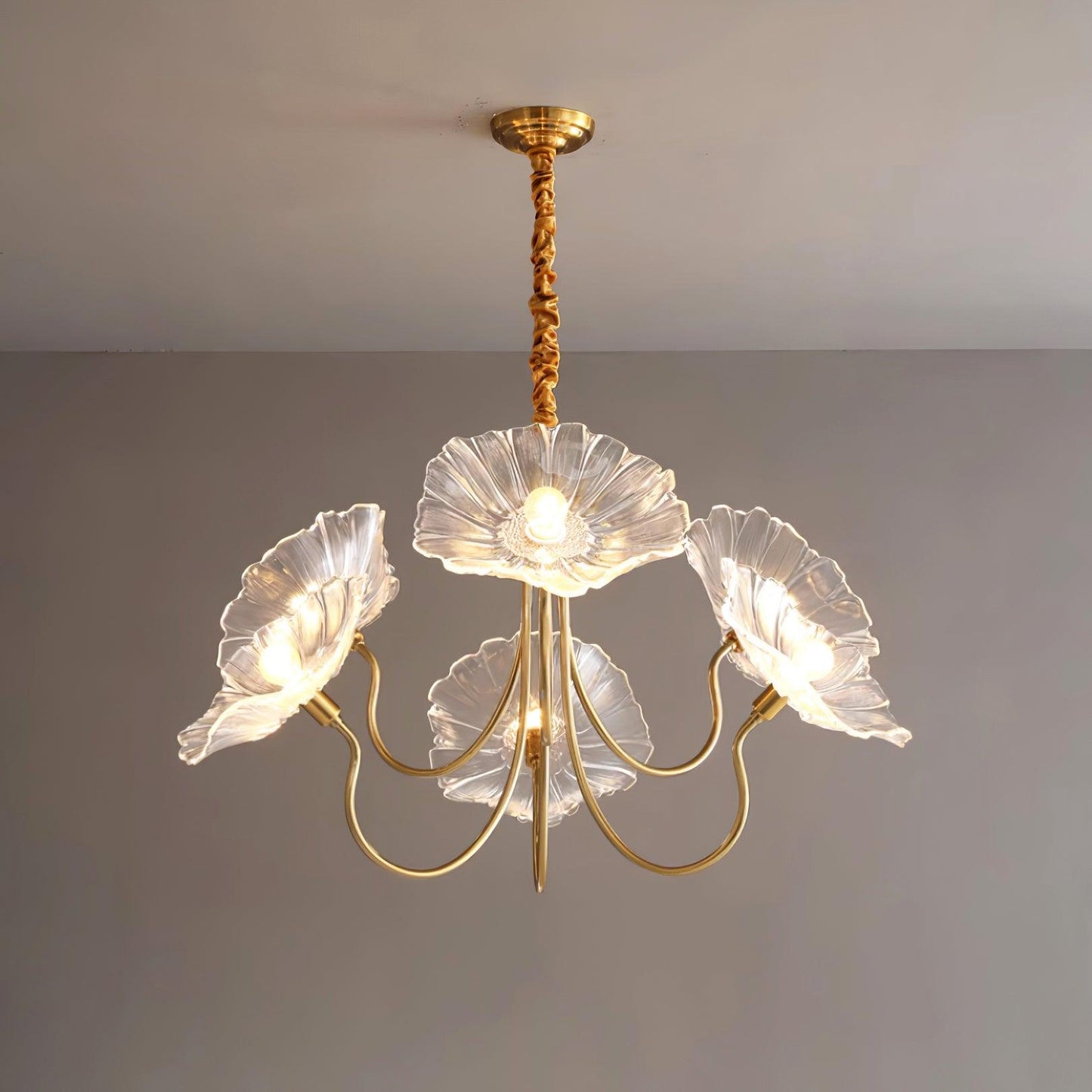 Murano Glass Flower Chandelier with Colorful Petals for Living Room, Dining Room & Entryway Lighting
