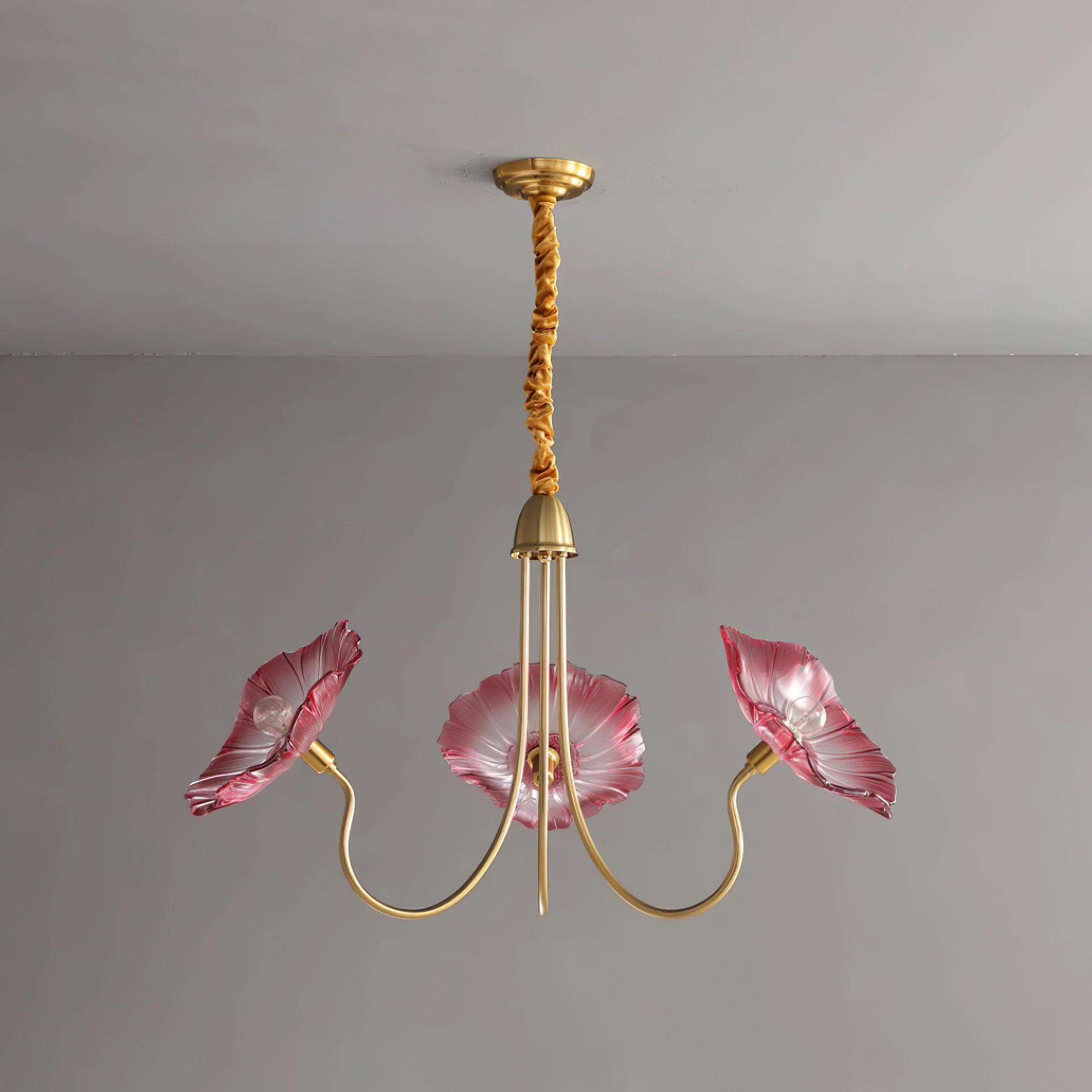 Murano Glass Flower Chandelier with Colorful Petals for Living Room, Dining Room & Entryway Lighting