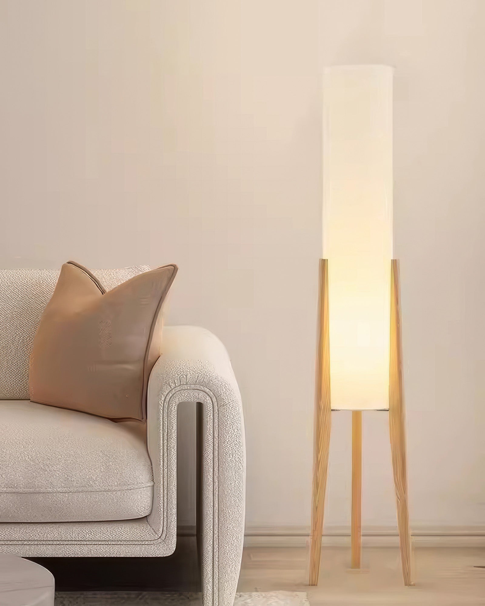 Solid Wood Walnut Floor Lamp - Modern Art Design for Living Room & Bedroom Lighting