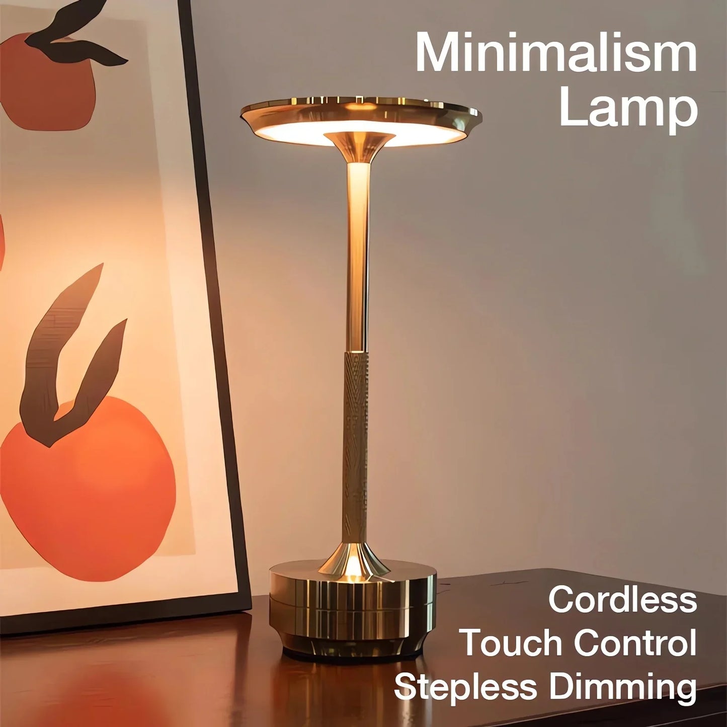 Cordless Rechargeable Modern Aura Table Lamp with Touch Controls | Wireless LED Light for Modern Side Tables and Office Desks | Minimalist Table Lamp