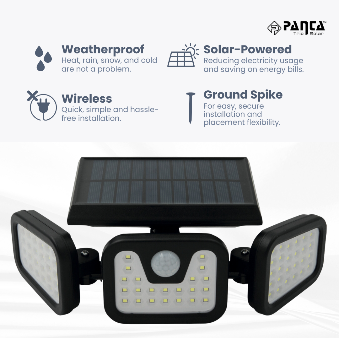 Solar-Powered Outdoor Lights – Panta Trio with Motion Sensor for Garden & Security Lighting