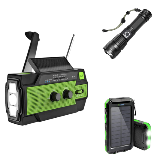 3 Product Emergency Prepper Bundle | Powerbank, Flashlight, & Radio