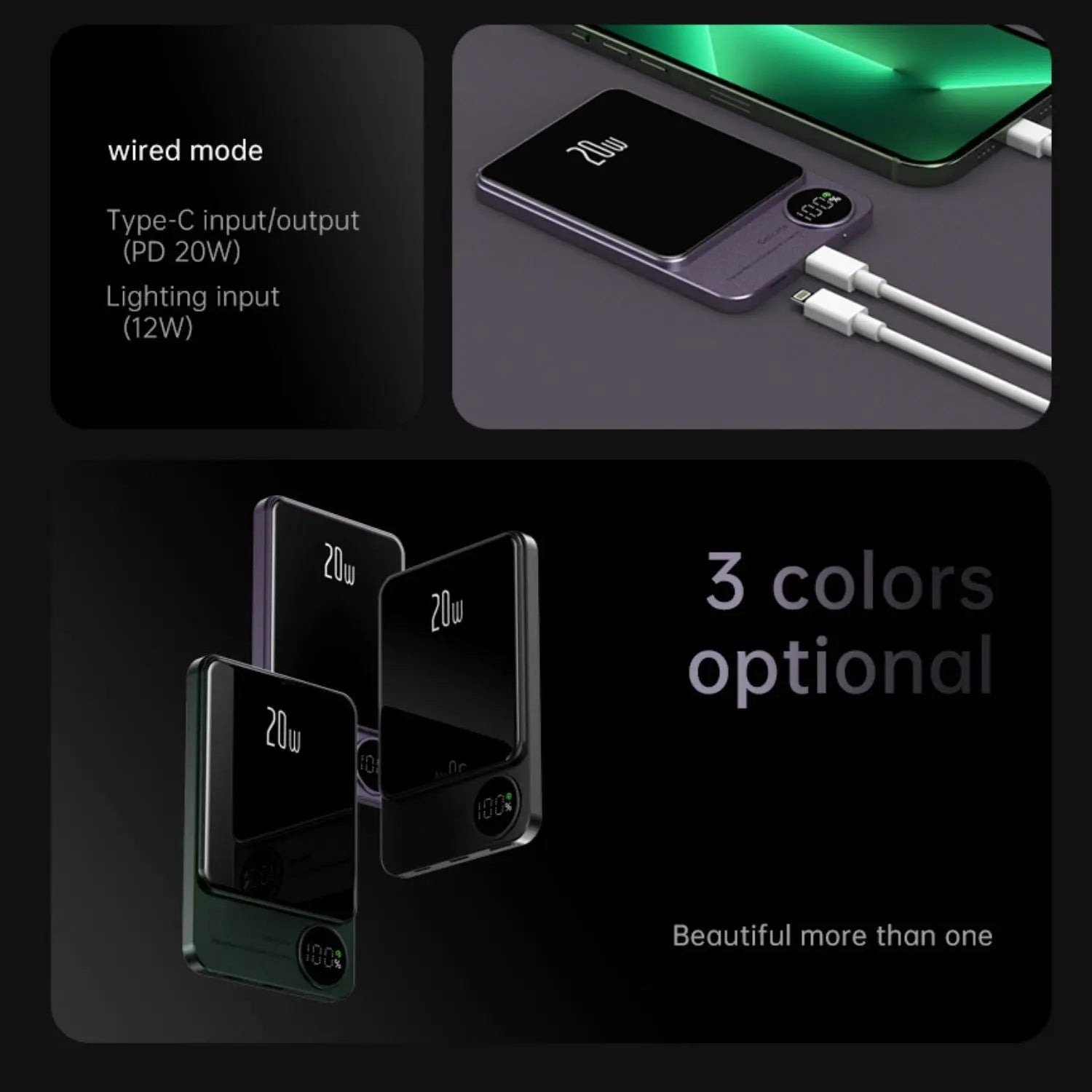 Sleek Magnetic Fast Charging Power Bank – Wireless, High-Capacity Backup Battery for All Devices