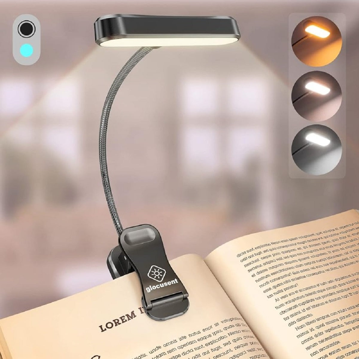 Eye Caring Rechargeable Book Lamp | 3 Color Temperatures, 5 Brightness Levels & Ideal for Nighttime Reading Without Disturbing Others