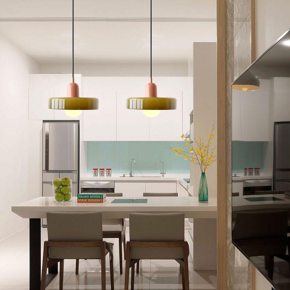 Scandi Bauhaus Pendant Light – Stylish Orange Ceiling Lamp for Contemporary Spaces