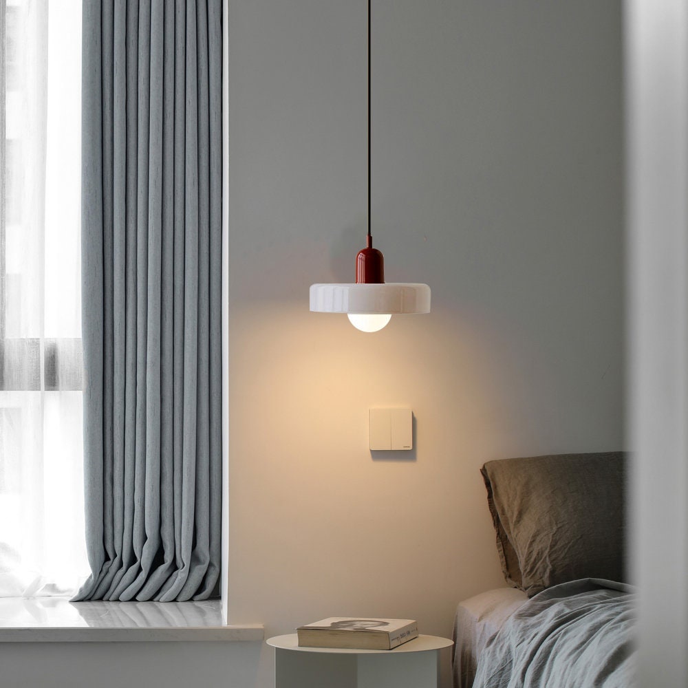 Scandi Bauhaus Pendant Light – Stylish Orange Ceiling Lamp for Contemporary Spaces